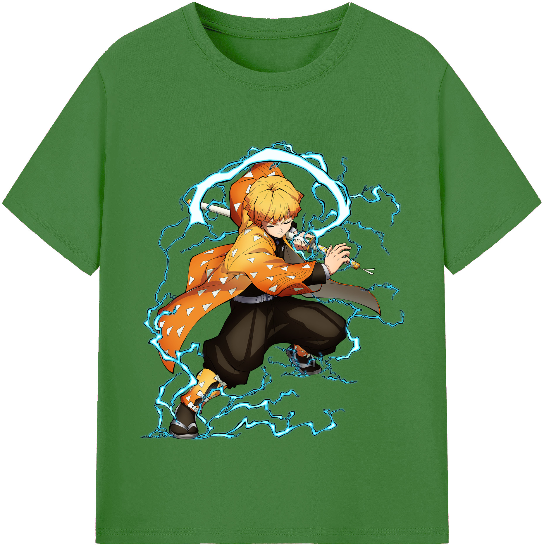 （画像用） 鬼滅の刃（きめつのやいば）我妻 善逸／あがつま ぜんいつ Agatsuma Zenitsu レディースカジュアルプリントTシャツ（綿100％）